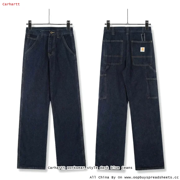 Carhartt workwear style dark blue jeans