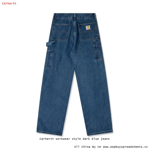 Carhartt workwear style dark blue jeans