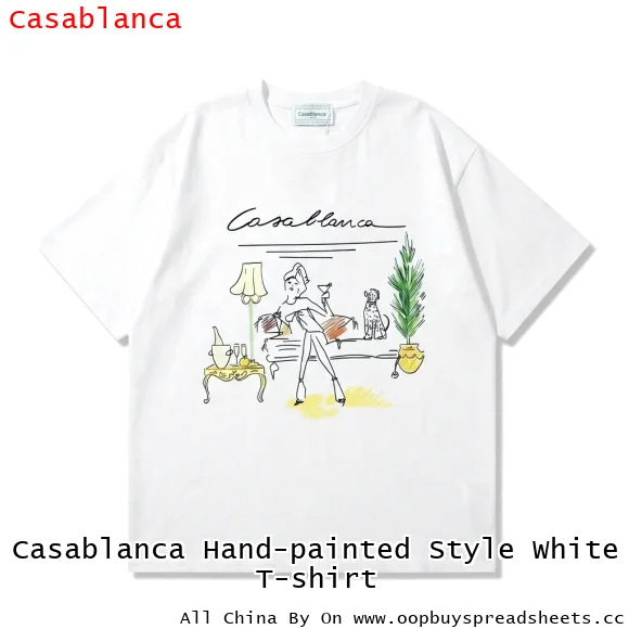 Casablanca Hand-painted Style White T-shirt