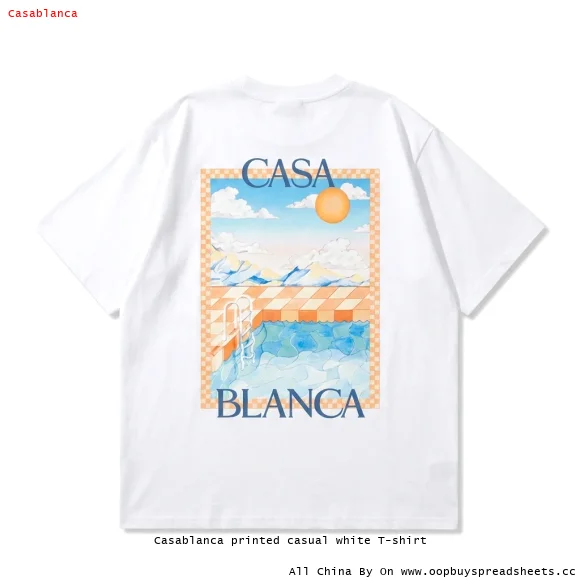Casablanca printed casual white T-shirt