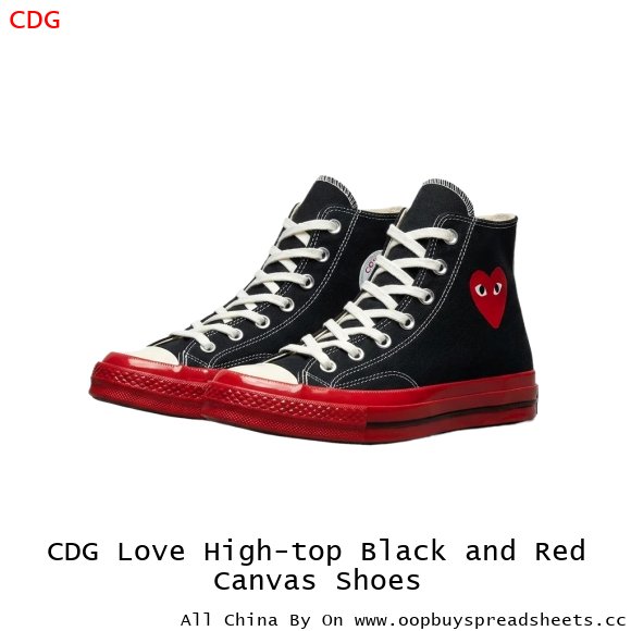 CDG Love High-top Black and Red Canvas Shoes
