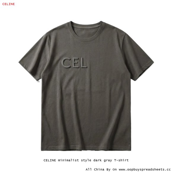 CELINE minimalist style dark gray T-shirt