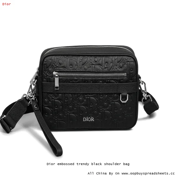 Dior embossed trendy black shoulder bag