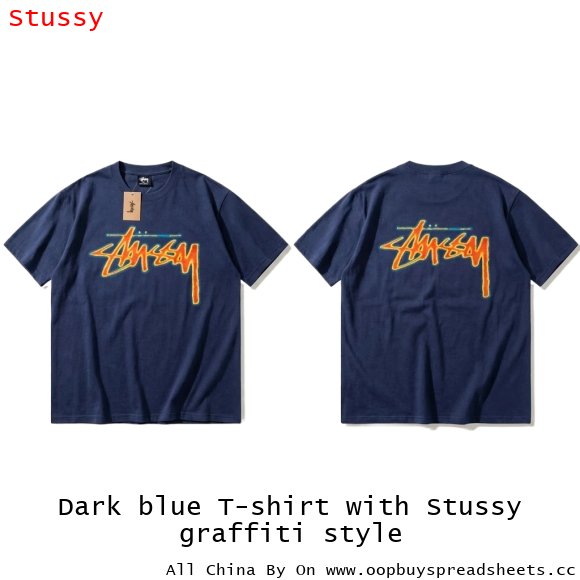 Dark blue T-shirt with Stussy graffiti style