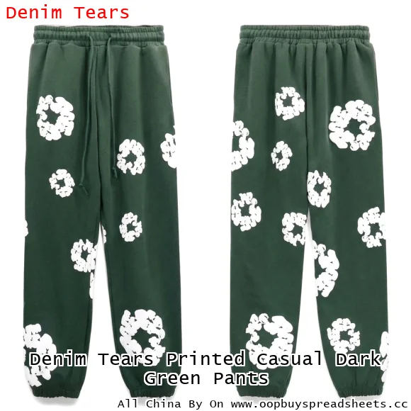 Denim Tears Printed Casual Dark Green Pants