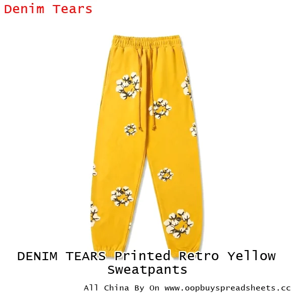 DENIM TEARS Printed Retro Yellow Sweatpants