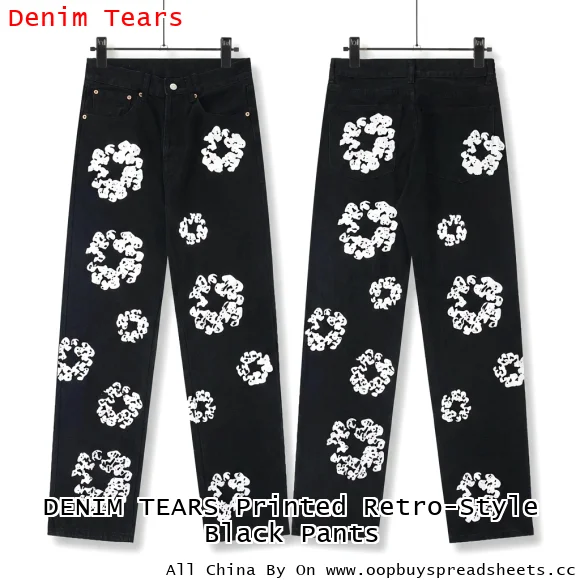 DENIM TEARS Printed Retro-Style Black Pants