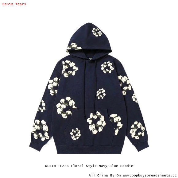 DENIM TEARS Floral Style Navy Blue Hoodie
