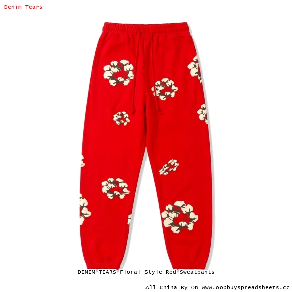 DENIM TEARS Floral Style Red Sweatpants