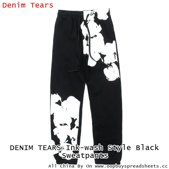 DENIM TEARS Ink-wash Style Black Sweatpants