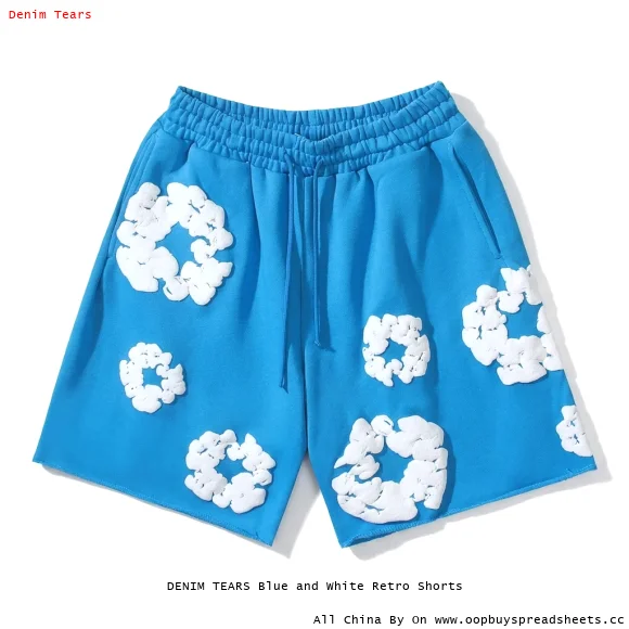 DENIM TEARS Blue and White Retro Shorts