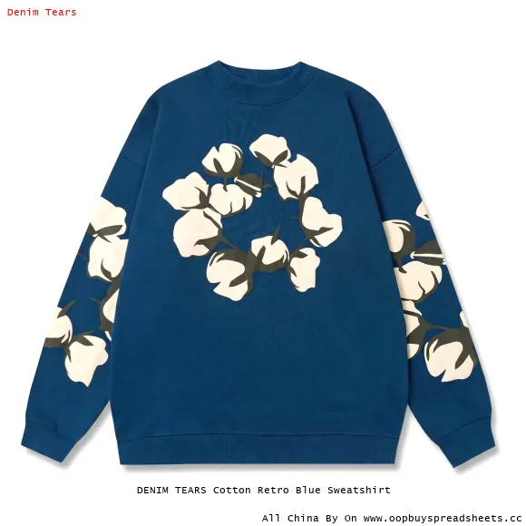 DENIM TEARS Cotton Retro Blue Sweatshirt