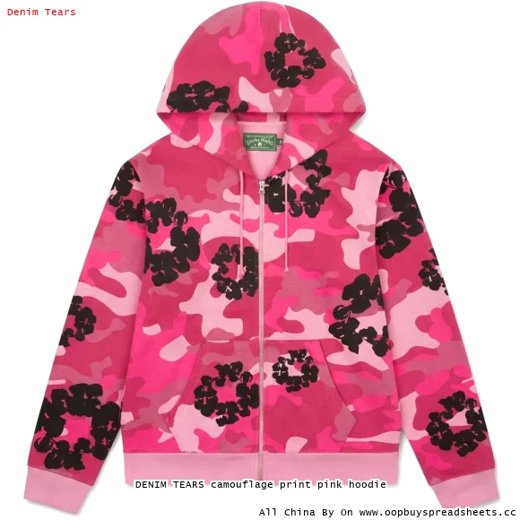 DENIM TEARS camouflage print pink hoodie