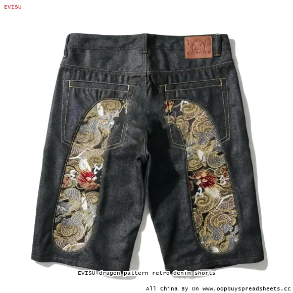 EVISU dragon pattern retro denim shorts