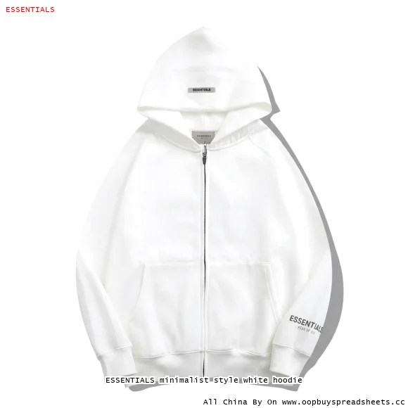 ESSENTIALS minimalist style white hoodie