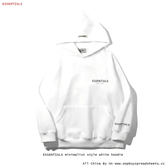 ESSENTIALS minimalist style white hoodie