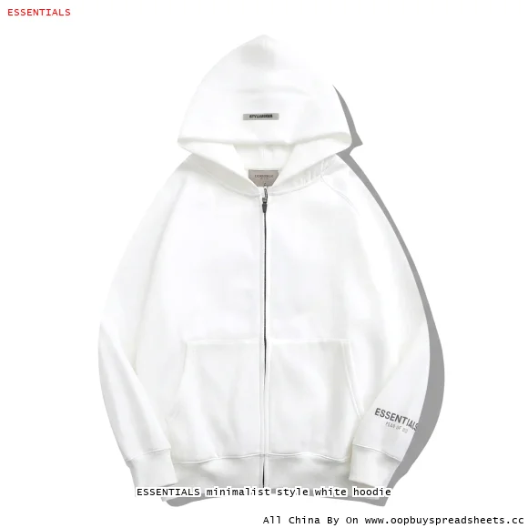 ESSENTIALS minimalist style white hoodie