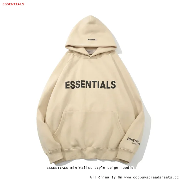 ESSENTIALS minimalist style beige hoodie