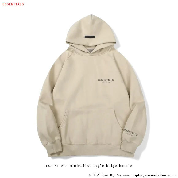 ESSENTIALS minimalist style beige hoodie