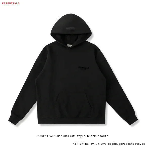 ESSENTIALS minimalist style black hoodie