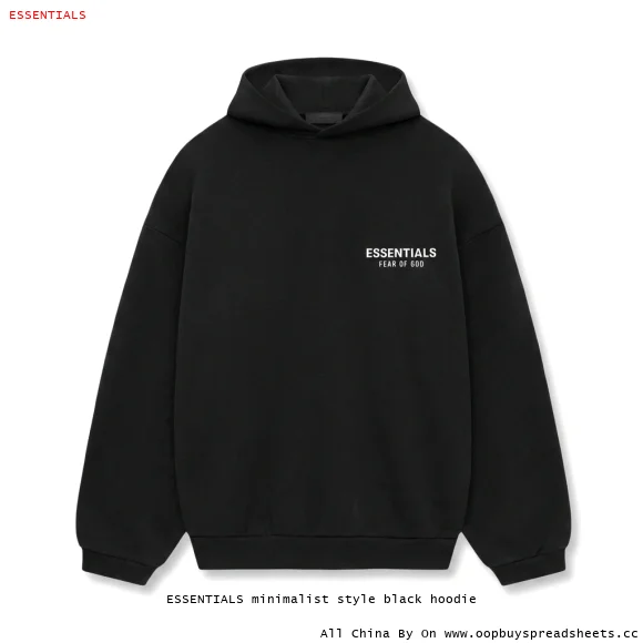 ESSENTIALS minimalist style black hoodie