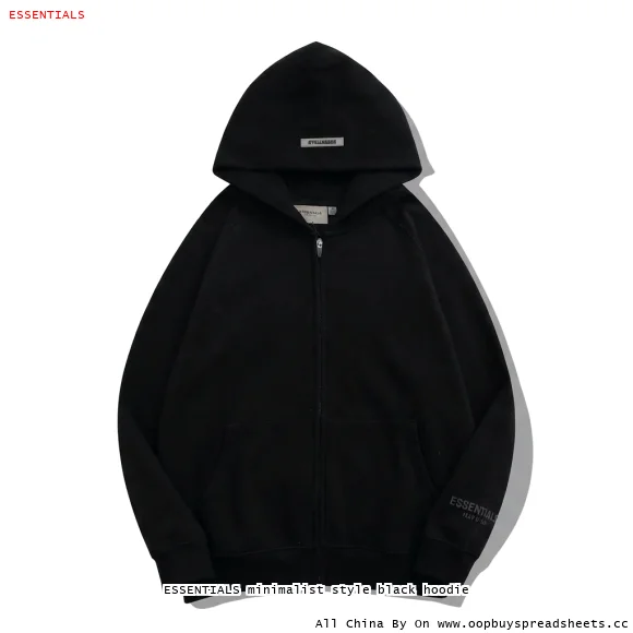 ESSENTIALS minimalist style black hoodie