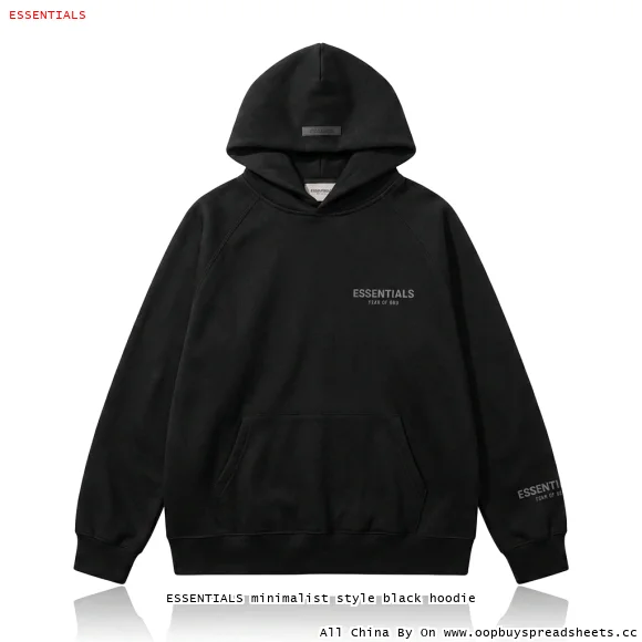 ESSENTIALS minimalist style black hoodie