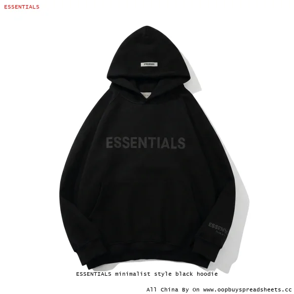 ESSENTIALS minimalist style black hoodie