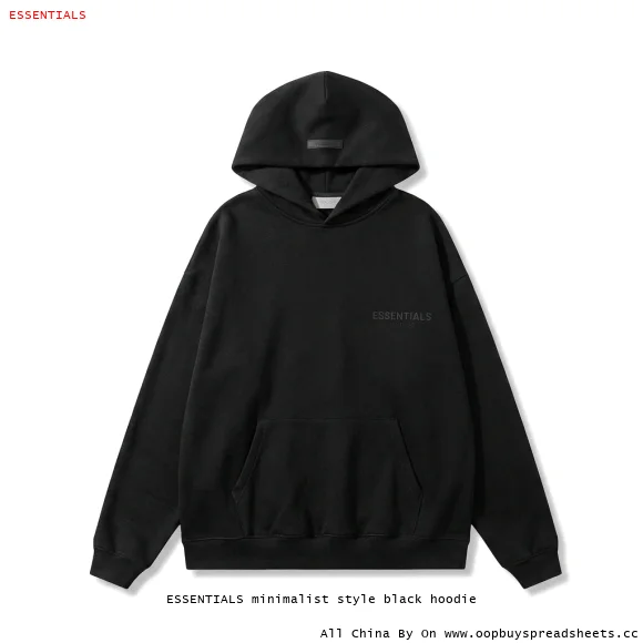 ESSENTIALS minimalist style black hoodie