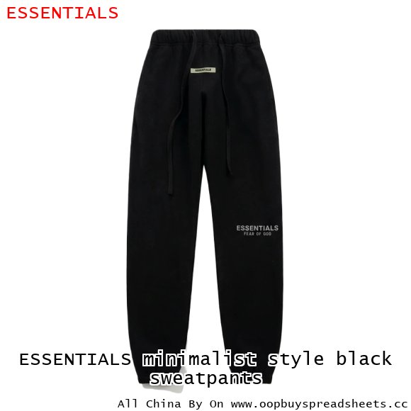 ESSENTIALS minimalist style black sweatpants