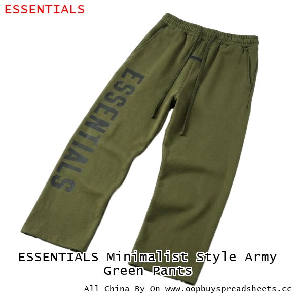 ESSENTIALS Minimalist Style Army Green Pants