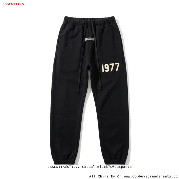 ESSENTIALS 1977 Casual Black Sweatpants
