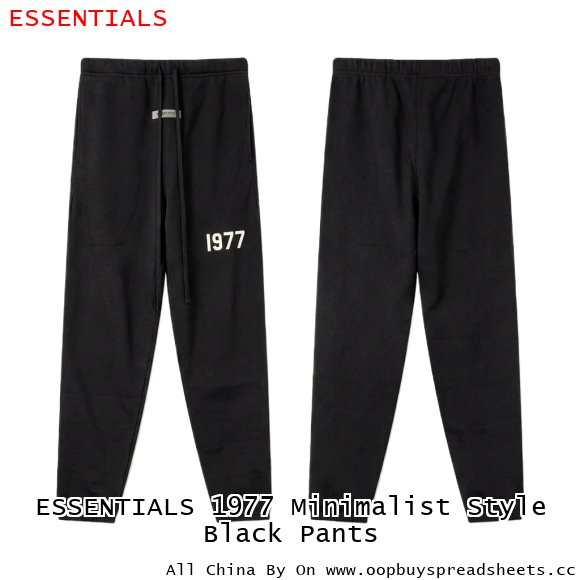 ESSENTIALS 1977 Minimalist Style Black Pants