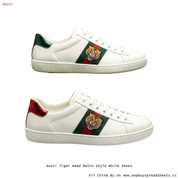 Gucci Tiger Head Retro Style White Shoes