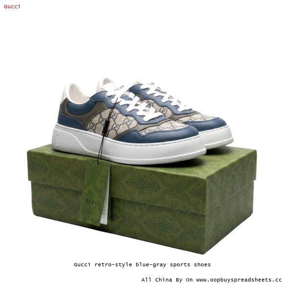 Gucci retro-style blue-gray sports shoes