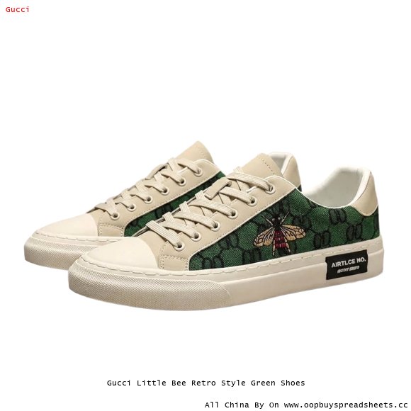 Gucci Little Bee Retro Style Green Shoes
