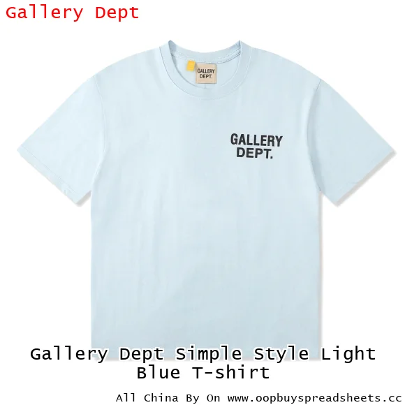 Gallery Dept Simple Style Light Blue T-shirt