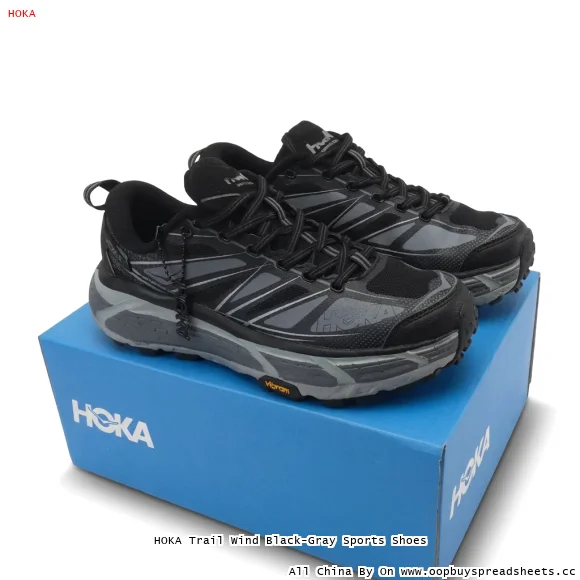 HOKA Trail Wind Black-Gray Sports Shoes