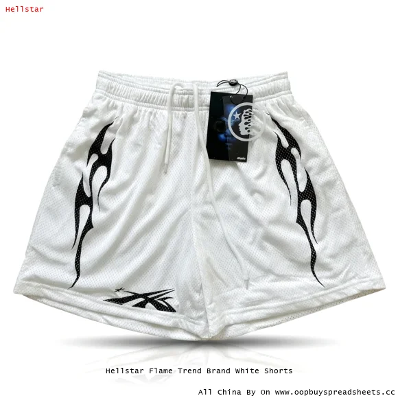 Hellstar Flame Trend Brand White Shorts