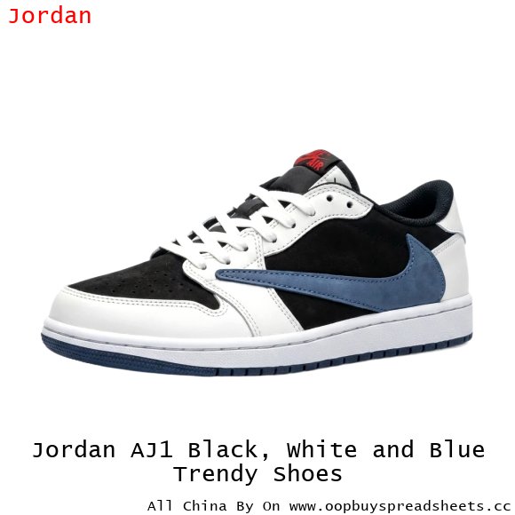 Jordan AJ1 Black, White and Blue Trendy Shoes