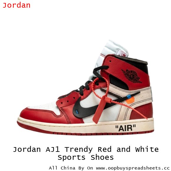 Jordan AJ1 Trendy Red and White Sports Shoes