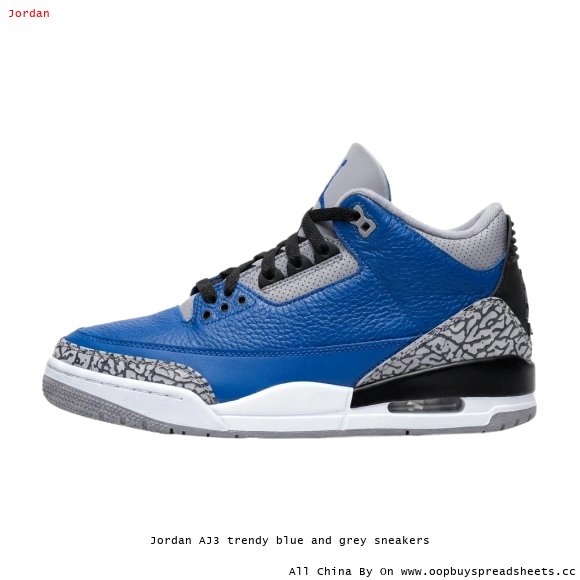 Jordan AJ3 trendy blue and grey sneakers