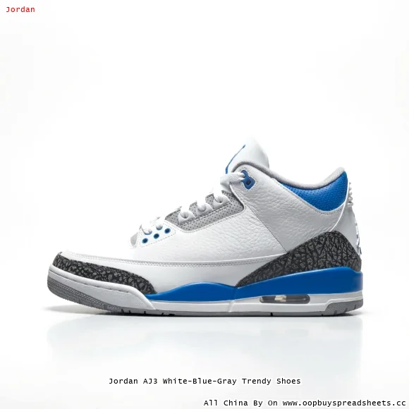 Jordan AJ3 White-Blue-Gray Trendy Shoes