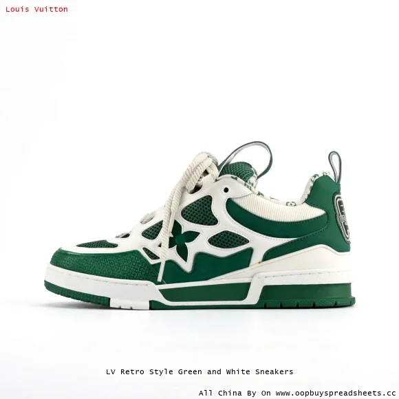 LV Retro Style Green and White Sneakers