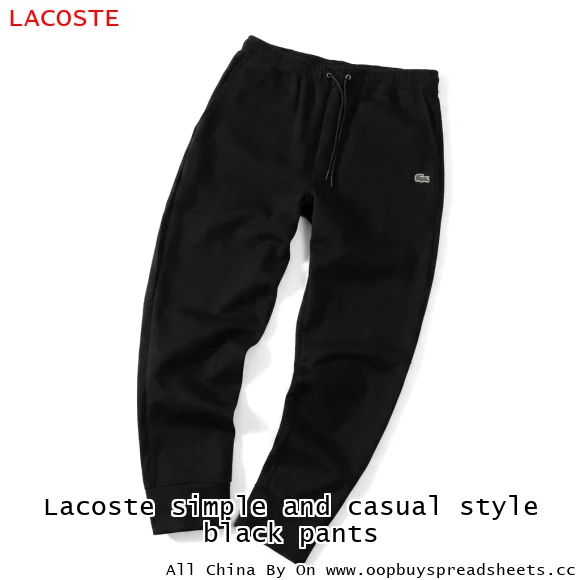 Lacoste simple and casual style black pants