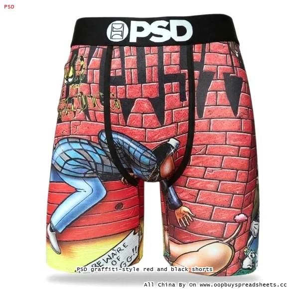 PSD graffiti-style red and black shorts