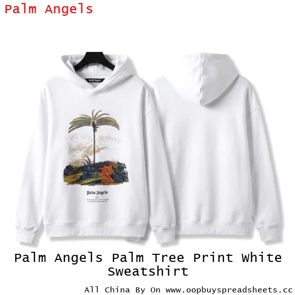 Palm Angels Palm Tree Print White Sweatshirt