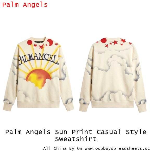 Palm Angels Sun Print Casual Style Sweatshirt