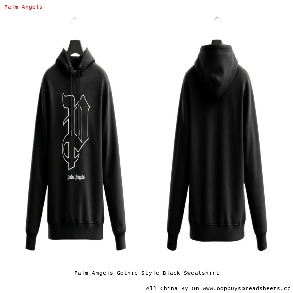 Palm Angels Gothic Style Black Sweatshirt