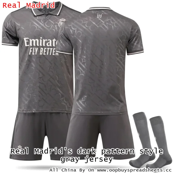 Real Madrid's dark pattern style gray jersey